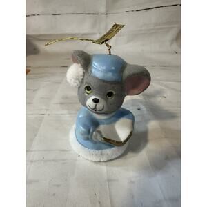 Jasco 2.5" x 3 Mouse with Book Hanging Bell Ornament ceramic